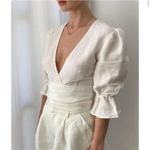 BOSKEMPER white linen top NWOT